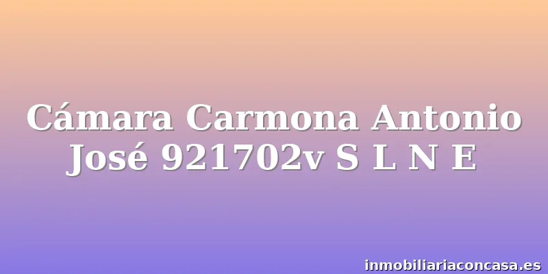 Cámara Carmona Antonio José 921702v S L N E
